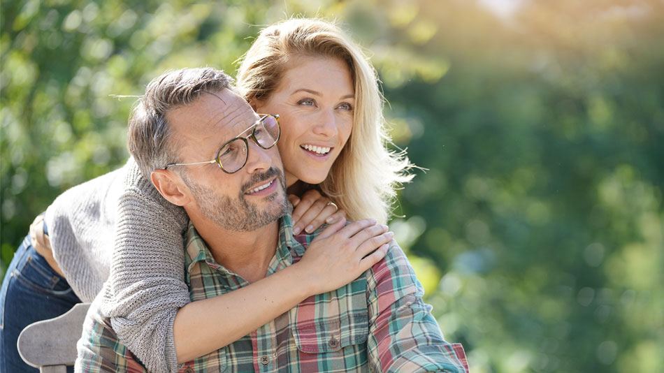 Healthy mature couple smiling, forming healthy habits